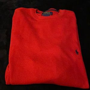 Red long sleeve polo by Ralph Lauren waffle shirt
